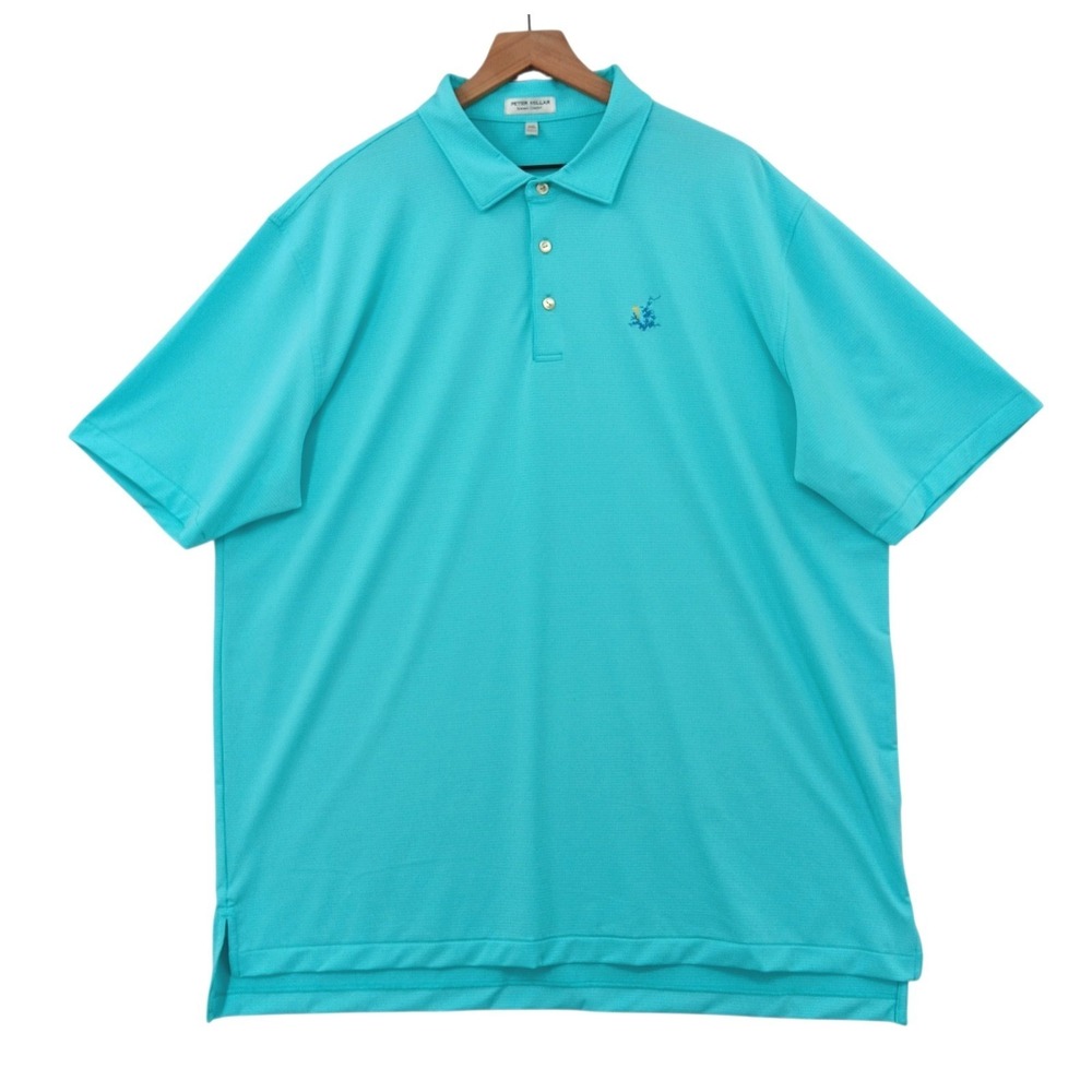 Peter Millar Polo Shirt Mens XXL Blue Striped Summer Comfort Stretch Golf Top